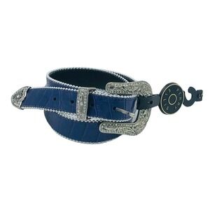 PERRY ELLIS Woman’s Sz S LEATHER RHINESTONE BUCKLE WESTERN BELT NWT